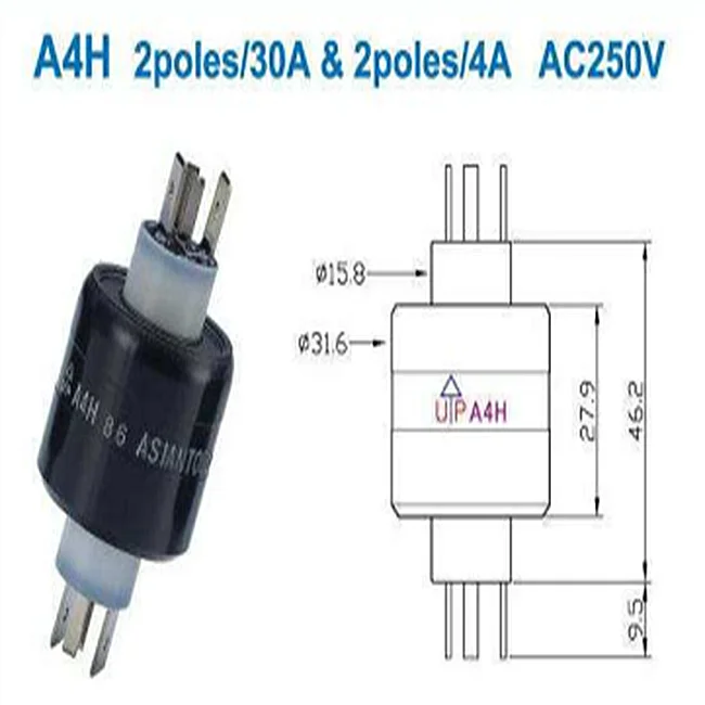 

Mercury Conductive Slip Ring Rotating Mercury Joint A4H 4 Pole 2 Road 30A+2 Road 4A Collector Ring