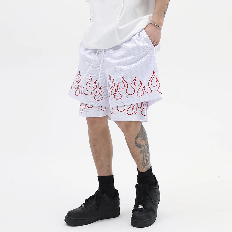 Flame Print Mesh Elastic Waist Casual Summer Shorts for Men Retro Wide Leg Casual Streetwear Knee Length Pants Loose Hip Hop
Flame Print Mesh Elastic Waist Casual Summer Shorts for Men Retro Wide Leg Casual Streetwear Knee Length Pants Loose Hip Hop