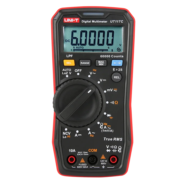 UNI-T UT117C Digit Multimeter True RMS 60000 count Full-range Overload Protection Multi-purpose MeterOhmmeter With Current Clamp
UNI-T UT117C Digit Multimeter True RMS 60000 count Full-range Overload Protection Multi-purpose MeterOhmmeter With Current Clamp