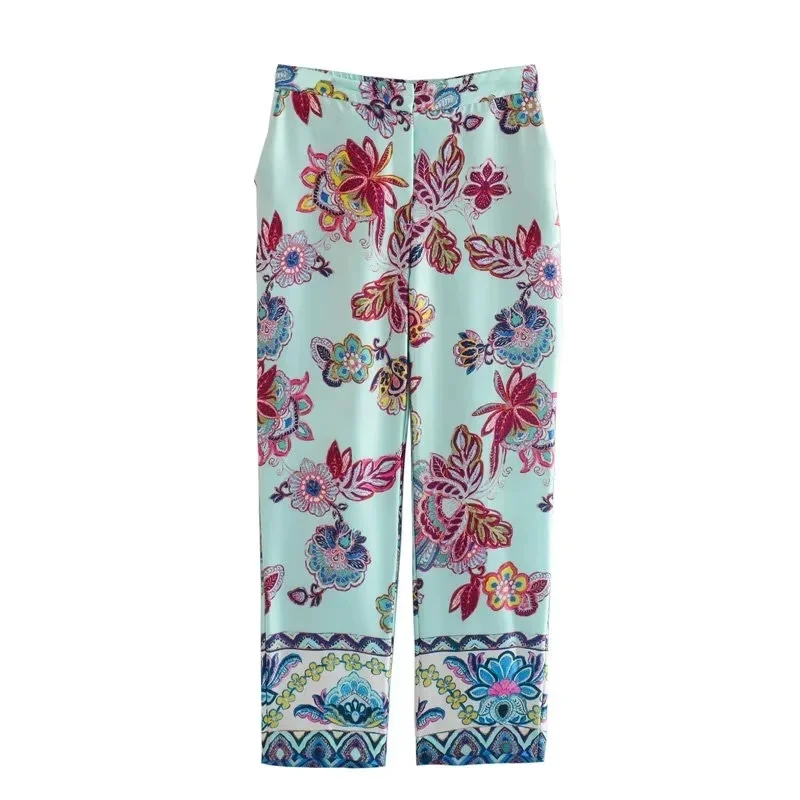 TRAF Printed Ankle-Length Pants For Woman 2023 Summer Multicolored Back Elastic Waistband Pockets Casual High Waisted Trousers 
TRAF Printed Ankle-Length Pants For Woman 2023 Summer Multicolored Back Elastic Waistband Pockets Casual High Waisted Trousers