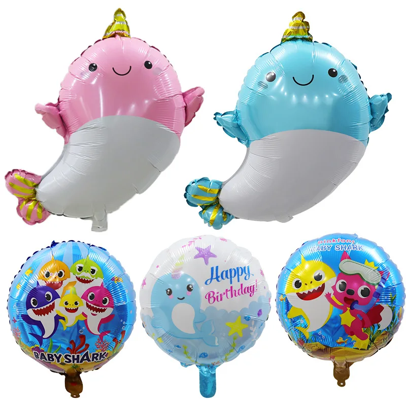 Cartoon Narwhal Aluminum Film Balloon Ocean Series Whale Shark Balloon Baby Birthday Party Themed Decoration Toy Balloons
Cartoon Narwhal Aluminum Film Balloon Ocean Series Whale Shark Balloon Baby Birthday Party Themed Decoration Toy Balloons