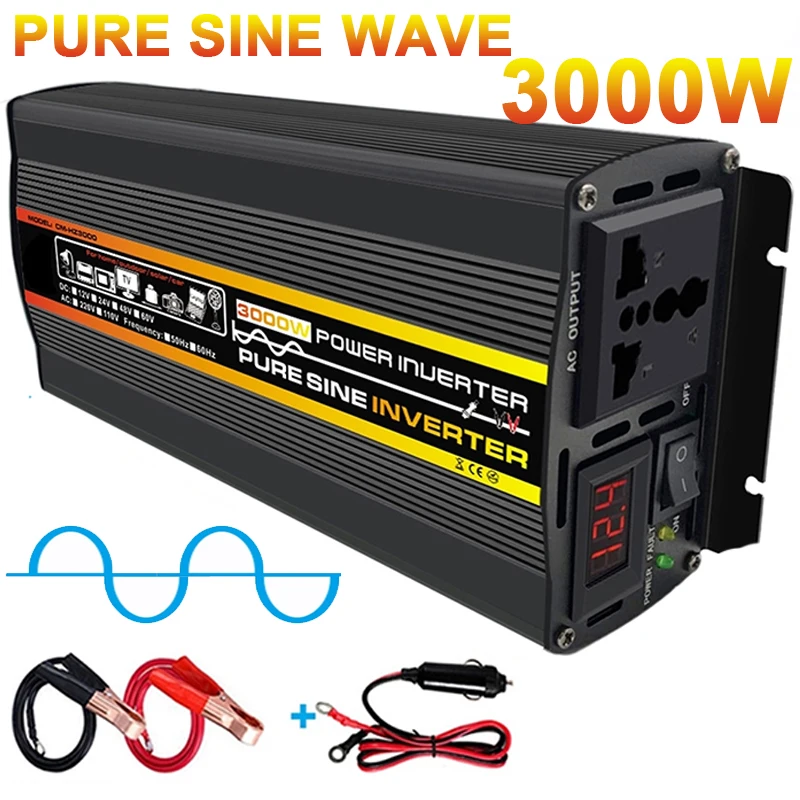 3000W Pure Sine Wave Power Inverter Car Inverter Voltage Transformer Intelligent Car Home Outdoor 12V 24V to 220V Converter
3000W Pure Sine Wave Power Inverter Car Inverter Voltage Transformer Intelligent Car Home Outdoor 12V 24V to 220V Converter