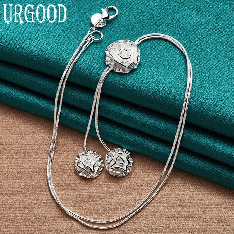 925 Sterling Silver Three Flowers Snake Chain Necklace 18 Inch For Women Party Engagement Wedding Fashion Jewelry
925 Sterling Silver Three Flowers Snake Chain Necklace 18 Inch For Women Party Engagement Wedding Fashion Jewelry