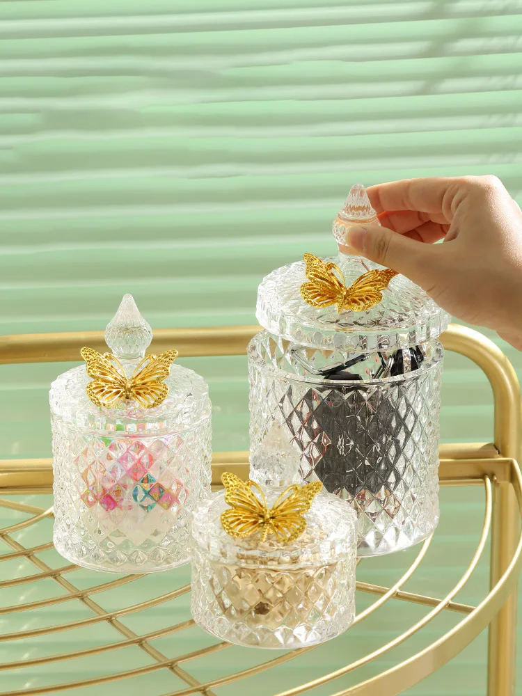Crystal Glass Storage Bottle Bowknot Decoration Lid Exquisite Home Ornament Candy Chocolate Container Creative Cosmetic Can
Crystal Glass Storage Bottle Bowknot Decoration Lid Exquisite Home Ornament Candy Chocolate Container Creative Cosmetic Can