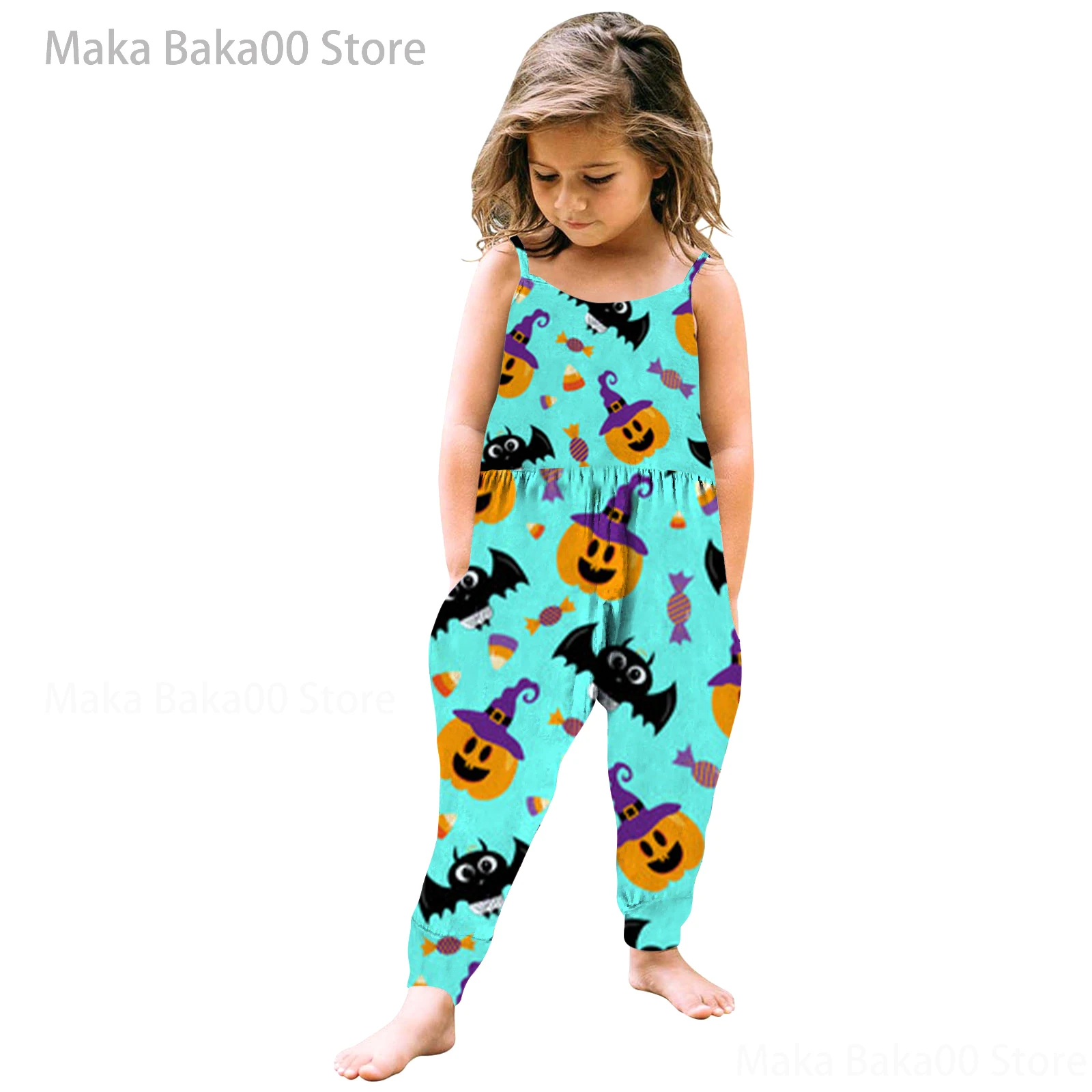 Summer children's clothing new Halloween pumpkin head suspender jumpsuit printed casual loose street style girls clothing
Summer children's clothing new Halloween pumpkin head suspender jumpsuit printed casual loose street style girls clothing