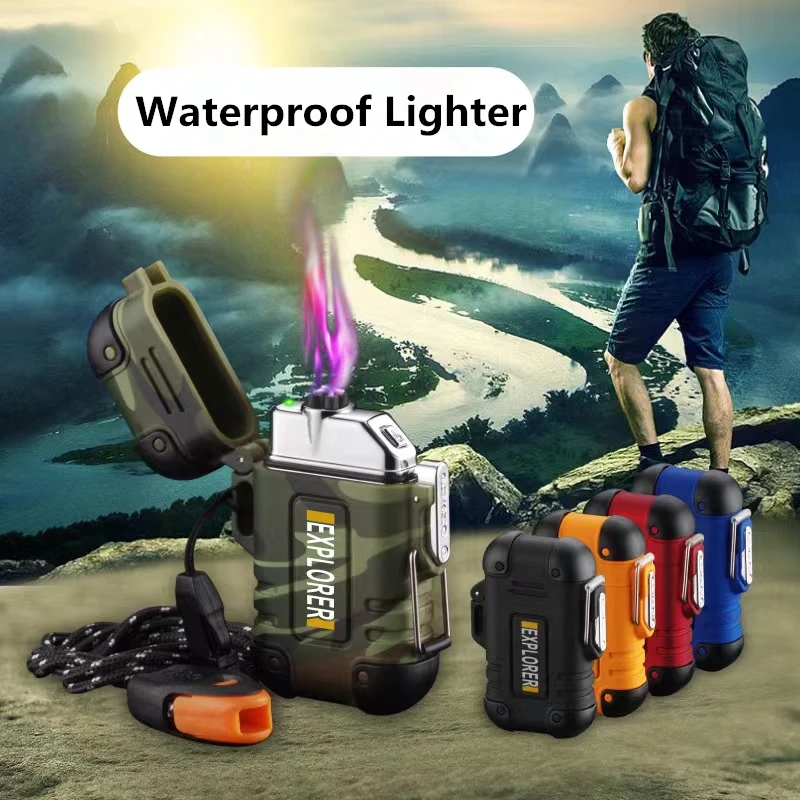 Waterproof Double Arc Lighter USB Rechargeable Windproof Plasma Lighter Outdoor Camping Picnic Flameless Smoking Accessories 
Waterproof Double Arc Lighter USB Rechargeable Windproof Plasma Lighter Outdoor Camping Picnic Flameless Smoking Accessories
