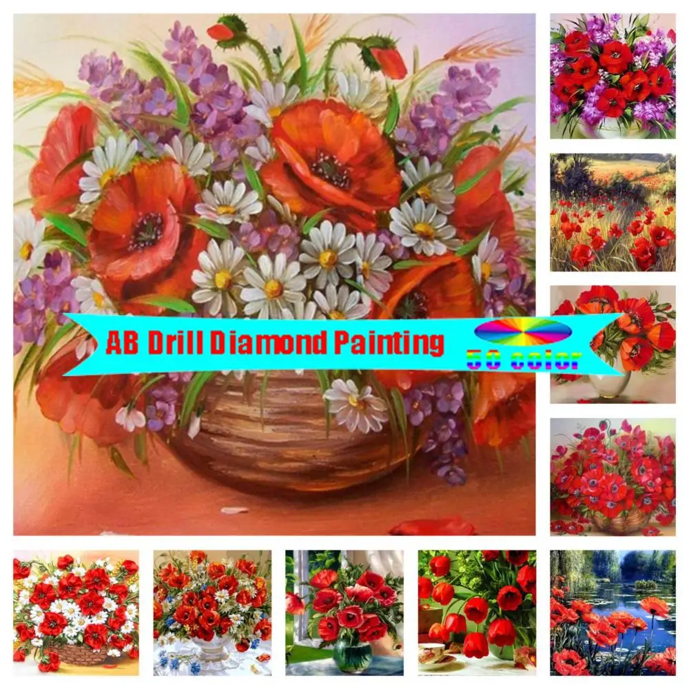 5D DIY AB Diamond Painting Poppy Flower Cross Stitch Needlework DIY Mosaic Embroidery Full Square Rhinestone Decoration Home
5D DIY AB Diamond Painting Poppy Flower Cross Stitch Needlework DIY Mosaic Embroidery Full Square Rhinestone Decoration Home