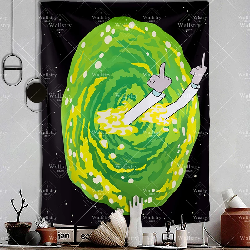 Large Fabric Trippy Anime Tapestry Wall Hanging Rick Morti Hippie Cloth Middle Finger Portal Aesthetic Room Decor Beach Blanket
Large Fabric Trippy Anime Tapestry Wall Hanging Rick Morti Hippie Cloth Middle Finger Portal Aesthetic Room Decor Beach Blanket
