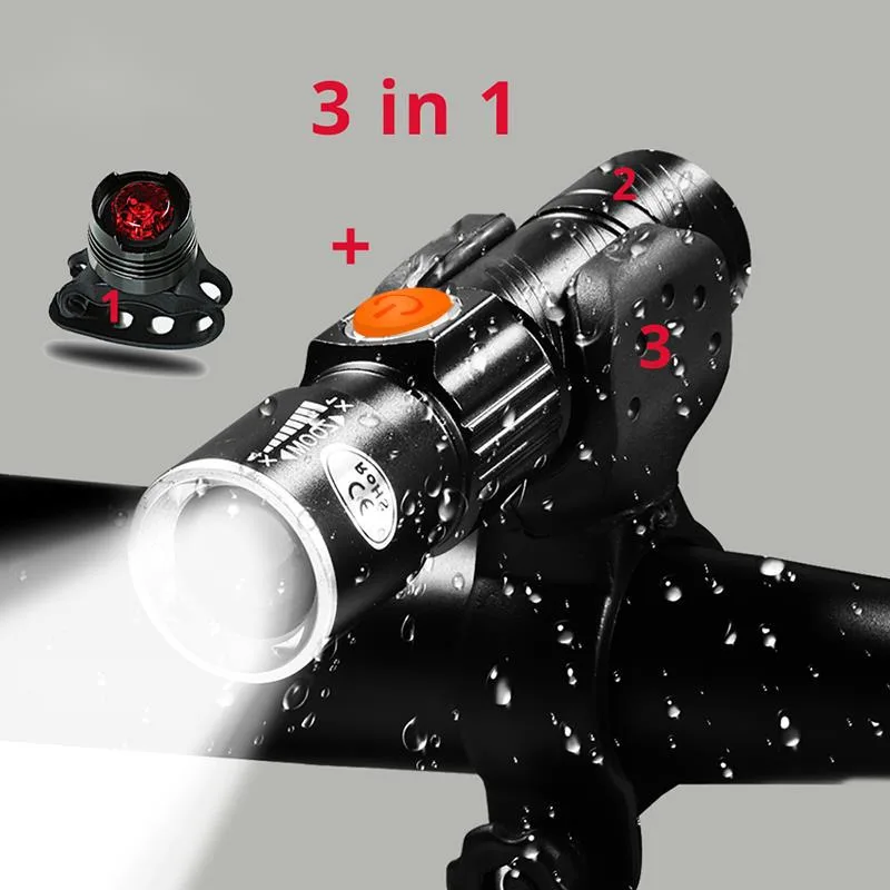 3 in1 8000 Lumen Bike Bicycle Light Set USB rechargeable LED Waterproof Super Bright Zoom Headlight Rear light MTB Bike Light
3 in1 8000 Lumen Bike Bicycle Light Set USB rechargeable LED Waterproof Super Bright Zoom Headlight Rear light MTB Bike Light