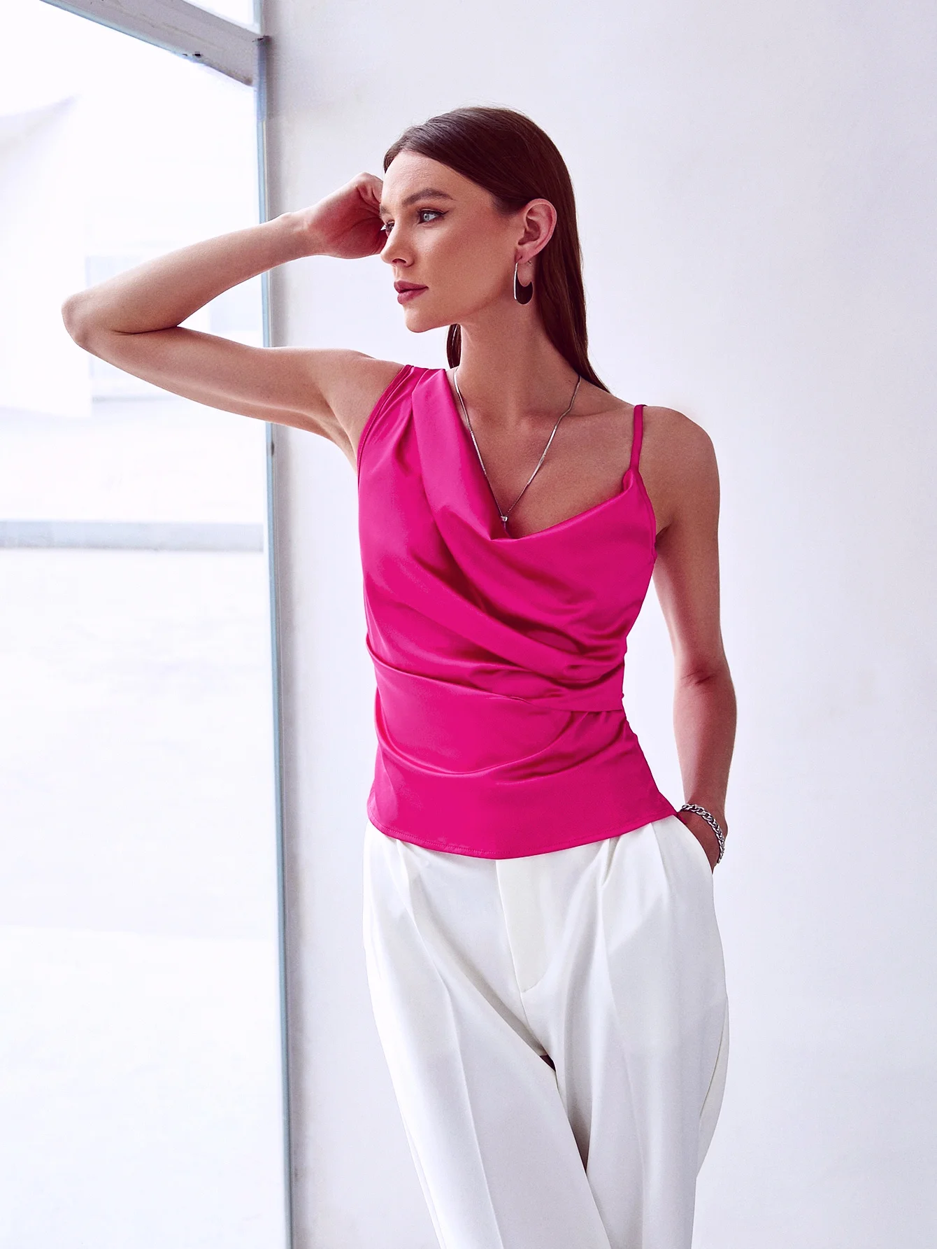 Dinboa- Elegant Office Lady Silk Pink 2022 Summer Satin Crop with Irregular Straps Fashion Zipper Pure Tank Top Women
Dinboa- Elegant Office Lady Silk Pink 2022 Summer Satin Crop with Irregular Straps Fashion Zipper Pure Tank Top Women