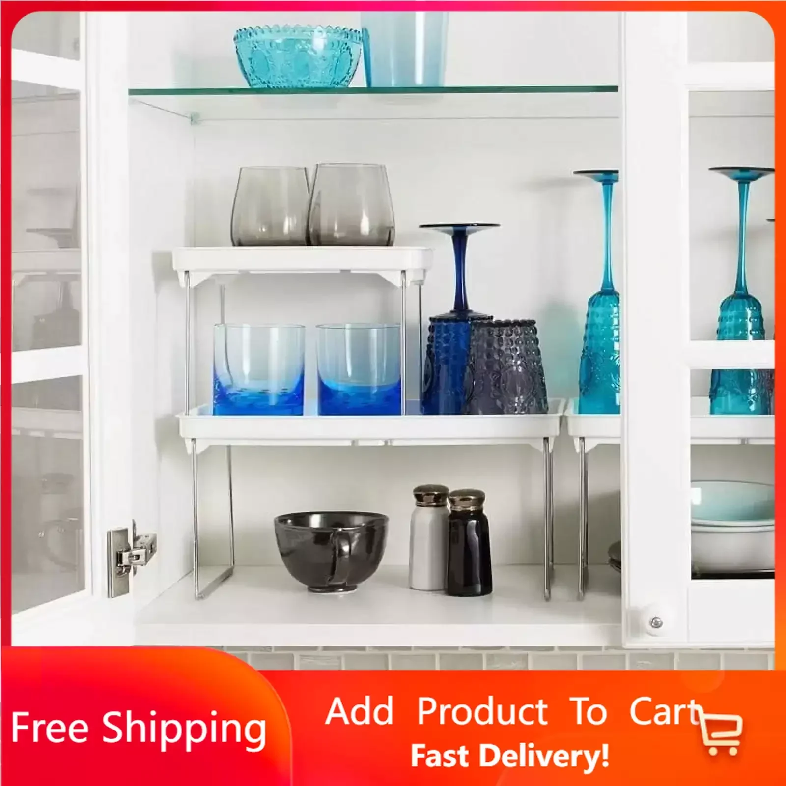 Small Stacking Shelf, Organizer for Cabinet or Counter, Colapsible Legs for Storage, Non-slip Ruber Feet, White Free Shipping
Small Stacking Shelf, Organizer for Cabinet or Counter, Colapsible Legs for Storage, Non-slip Ruber Feet, White Free Shipping