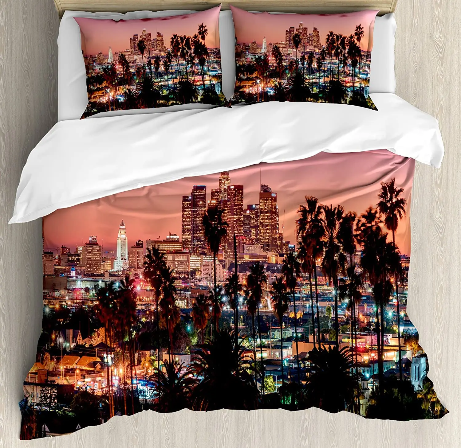 United States Bedding Set For Bedroom Bed Home Vibrant Sunset Twilight Scenery Los Angele Duvet Cover Quilt Cover And Pillowcase
