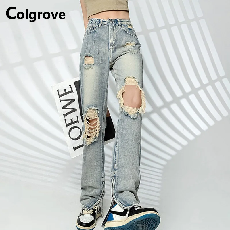 Colgrove 2022 Summer Women High Quality Holes Zippers High Street Denim Jeans Woman Wash Long Pants
Colgrove 2022 Summer Women High Quality Holes Zippers High Street Denim Jeans Woman Wash Long Pants