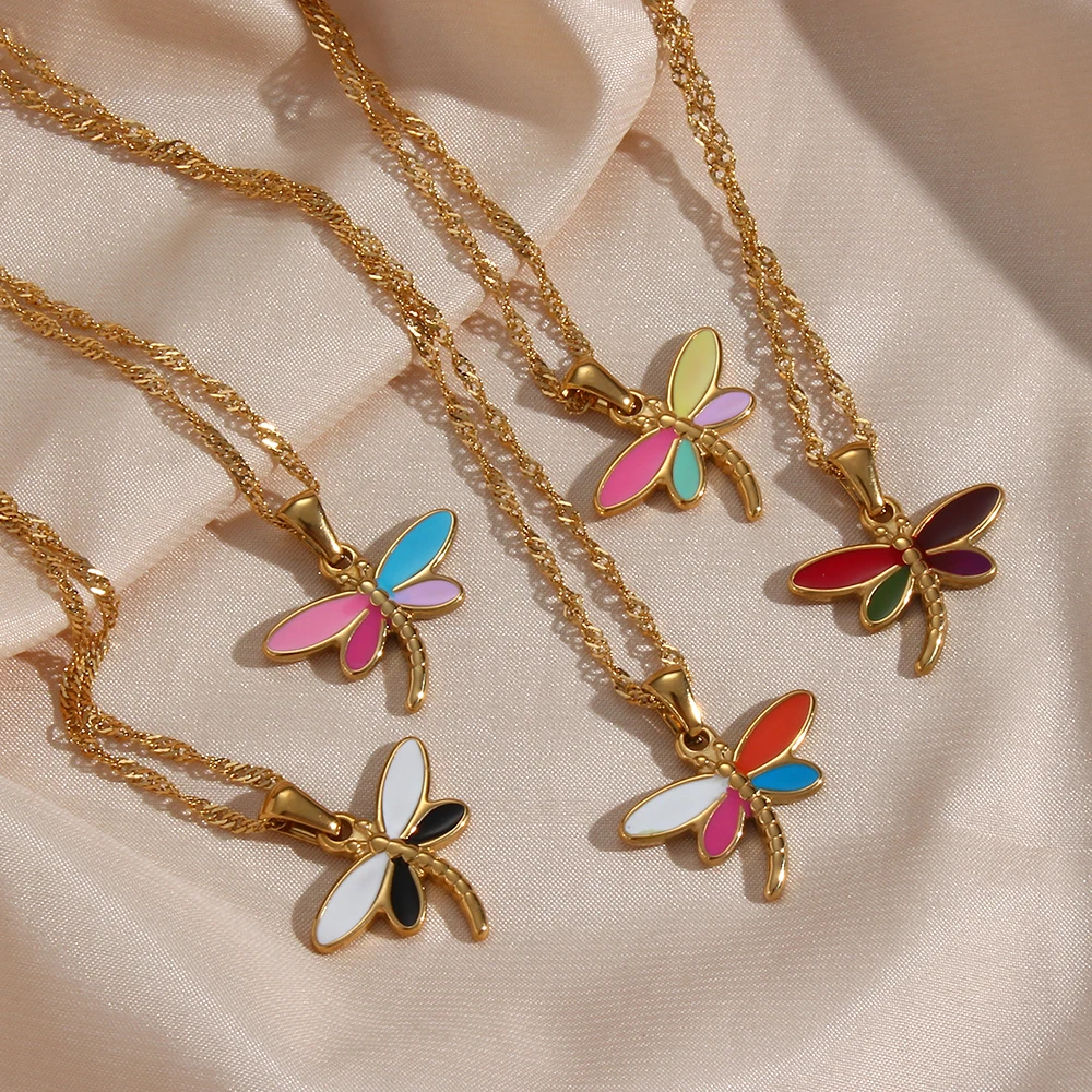 Y2K Lovely Colorful Enamel Dragonfly Pendant Necklaces 18K Gold Plated Waterproof Necklaces for Women Daily Jewelry Accessories
Y2K Lovely Colorful Enamel Dragonfly Pendant Necklaces 18K Gold Plated Waterproof Necklaces for Women Daily Jewelry Accessories
