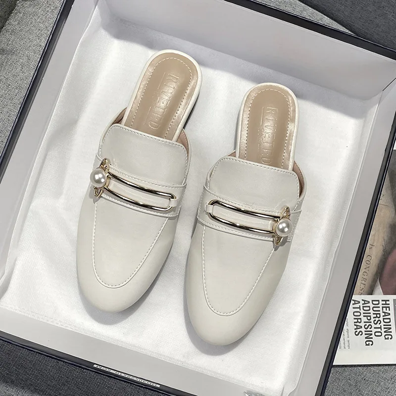 Fashion Pearl Design Large Size Women Shoes Concise Baotou Women Slippers Flats Lazy Outdoor Mules for Women Zapatos De Mujer
Fashion Pearl Design Large Size Women Shoes Concise Baotou Women Slippers Flats Lazy Outdoor Mules for Women Zapatos De Mujer