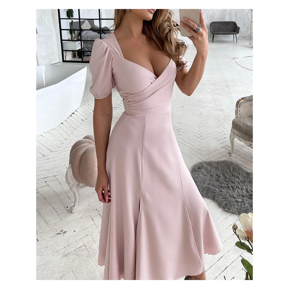 Chicme 2022 Fashion New Cute Elegant Women Clothing Short Sleeve Backless Dresses V-neck Casual Solid Dress for Women Summer
Chicme 2022 Fashion New Cute Elegant Women Clothing Short Sleeve Backless Dresses V-neck Casual Solid Dress for Women Summer