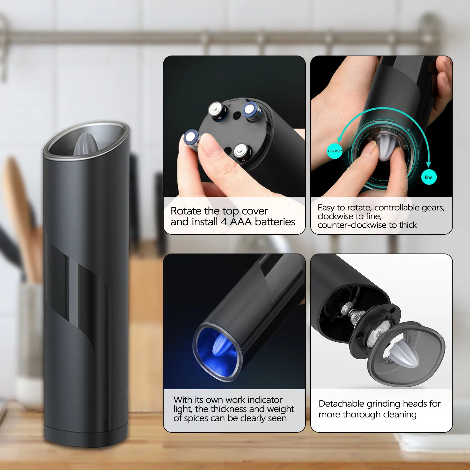 Brand New Salt Pepper Grinder Automatic Mill Battery-Operated 1pc 20.3*5.6cm Adjustable Automatic Large Capacity
Brand New Salt Pepper Grinder Automatic Mill Battery-Operated 1pc 20.3*5.6cm Adjustable Automatic Large Capacity