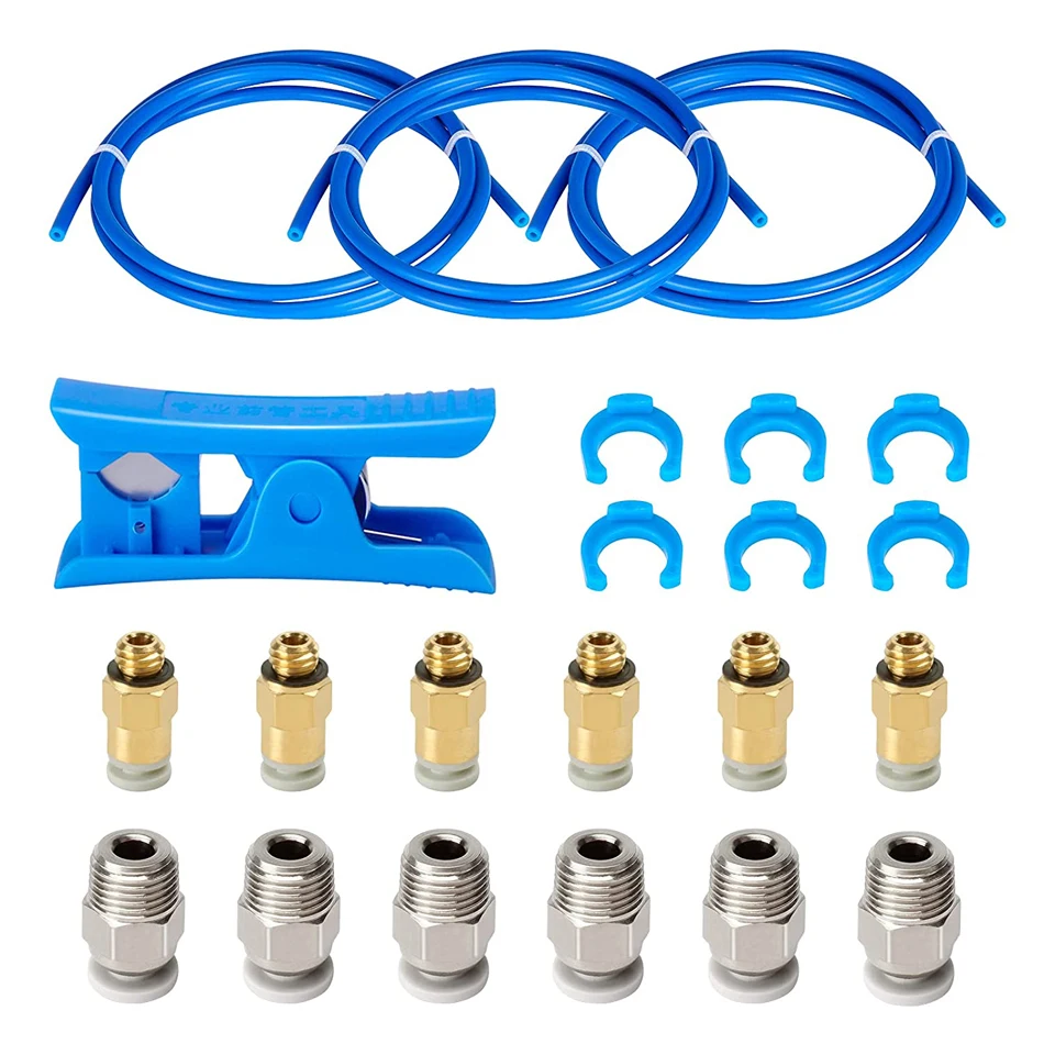 Труба PTFE Bowden (1 м), 1 шт. + 6 шт. строительных фитингов + 6 шт. строительных пневматических фитингов с фрезами PTFE для 3D принтера 1,75 мм
Труба PTFE Bowden (1 м), 1 шт. + 6 шт. строительных фитингов + 6 шт. строительных пневматических фитингов с фрезами PTFE для 3D принтера 1,75 мм