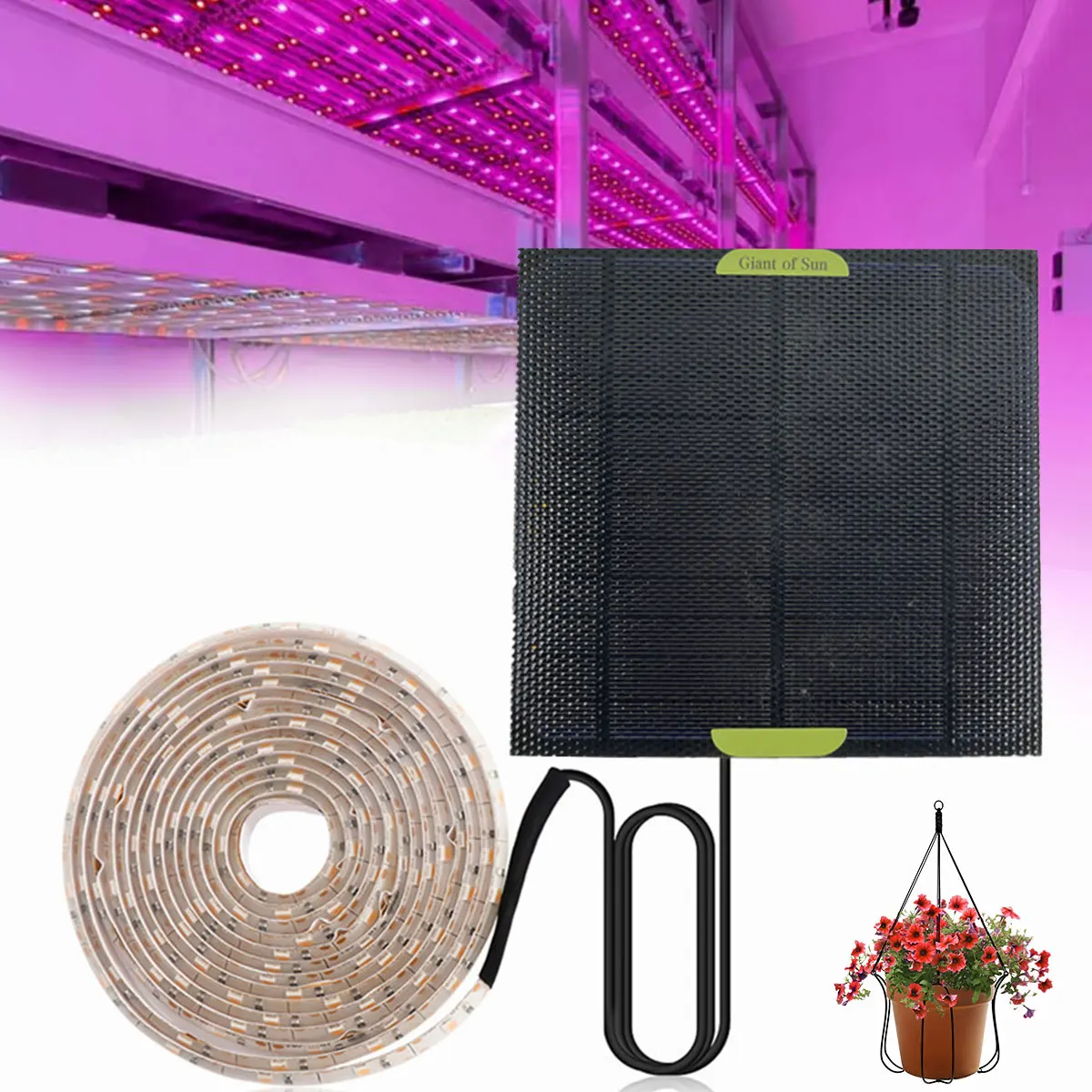 Solar LED Plant Grow Light Strip 16.4ft Full Spectrum Plant Grow Lamp 5W Solar Powered Seeding Growing Light for Succulents
Solar LED Plant Grow Light Strip 16.4ft Full Spectrum Plant Grow Lamp 5W Solar Powered Seeding Growing Light for Succulents