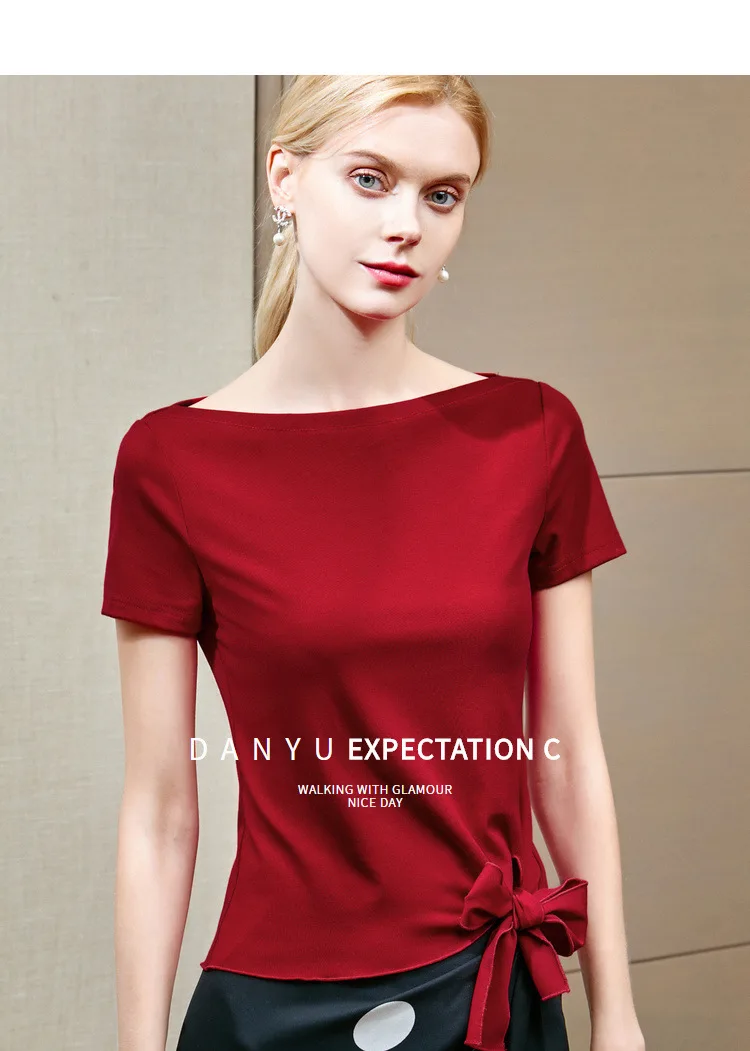 Short-sleeved t-shirt women's summer new Korean version t-shirt hem bow tie blouse woman WHITE
Short-sleeved t-shirt women's summer new Korean version t-shirt hem bow tie blouse woman WHITE