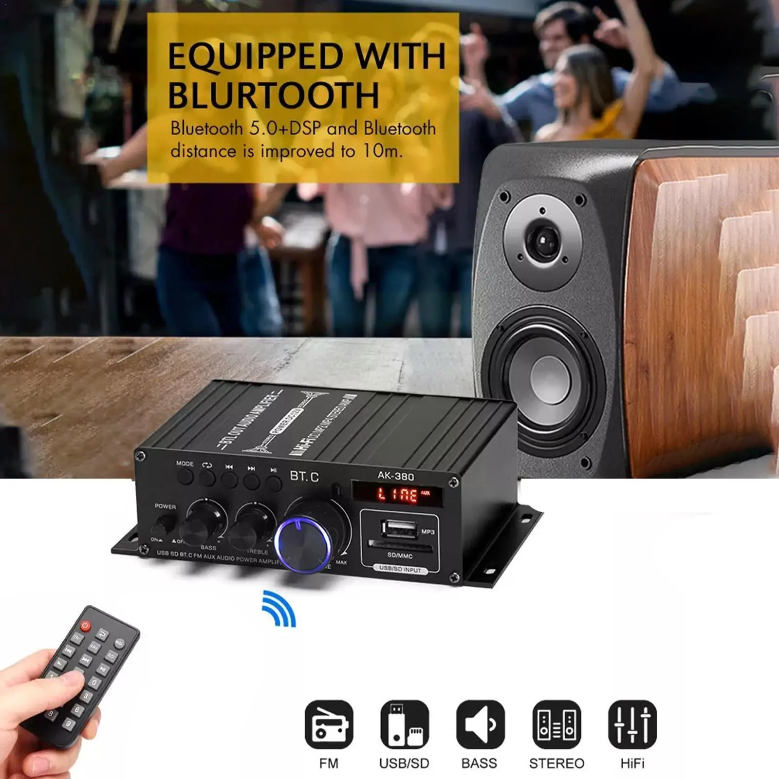 Мини Hi-Fi цифровой Bluetooth-совместимый аудиоусилитель мощности, домашний аудиоусилитель для театра, усилитель мощности AK380 для караоке W7T3
Мини Hi-Fi цифровой Bluetooth-совместимый аудиоусилитель мощности, домашний аудиоусилитель для театра, усилитель мощности AK380 для караоке W7T3