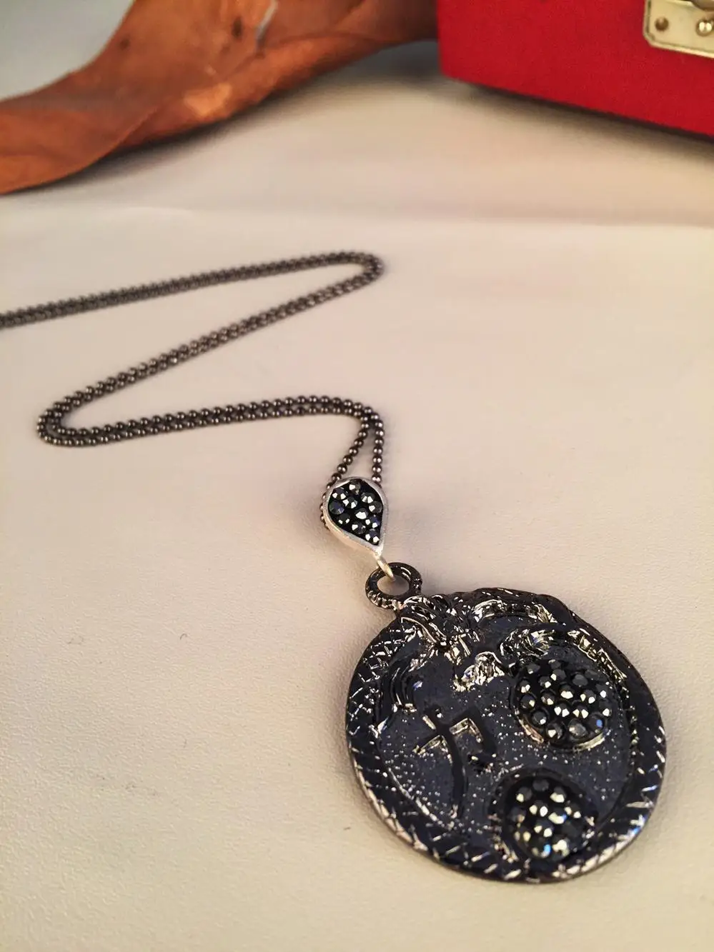 Women's Black Plated Zinc Alloy Necklace Z121Ar401