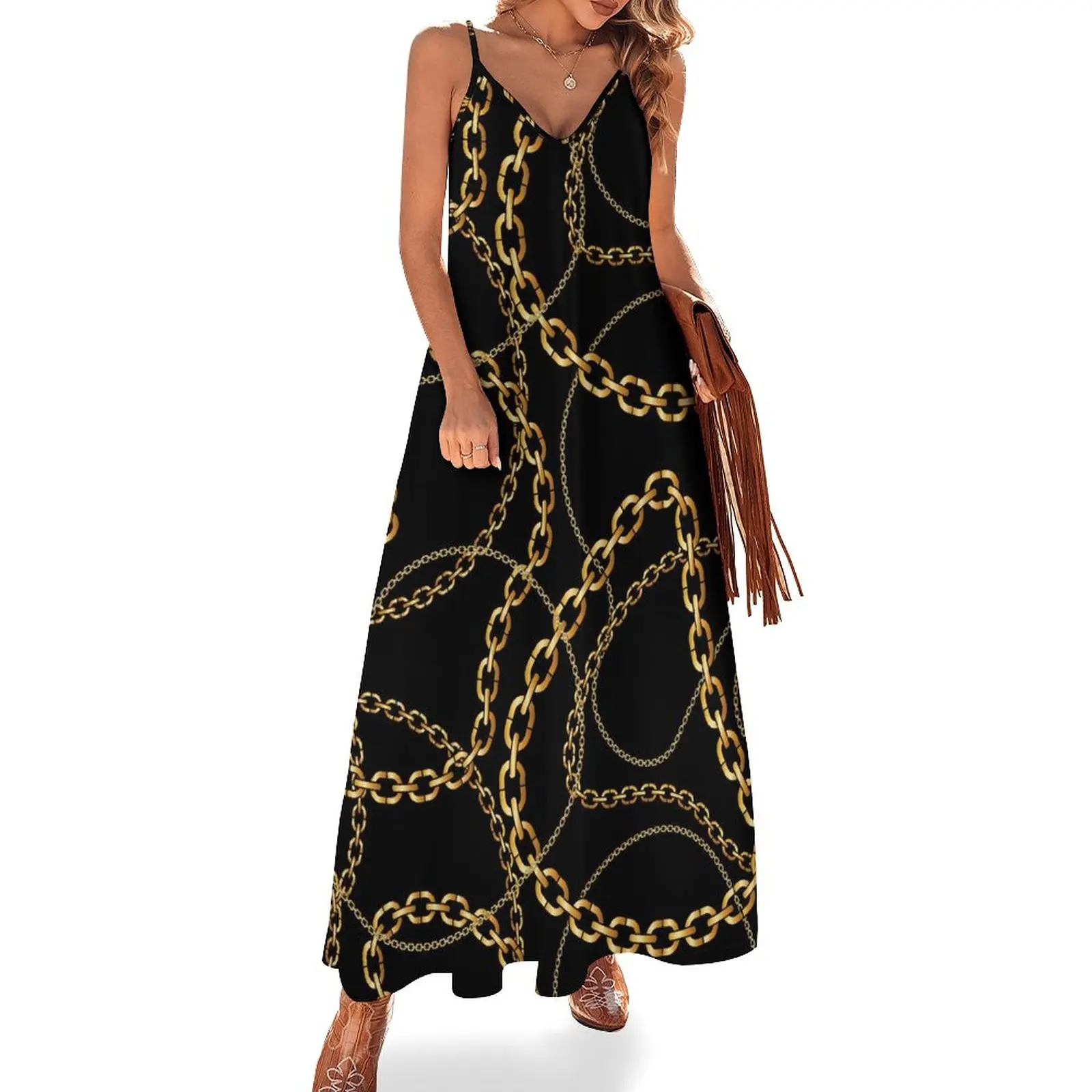 Gold Chains Dress Circle Chain Print Stylish Casual Long Dresses Summer Vintage Maxi Dress Pattern Vestido Gift
Gold Chains Dress Circle Chain Print Stylish Casual Long Dresses Summer Vintage Maxi Dress Pattern Vestido Gift