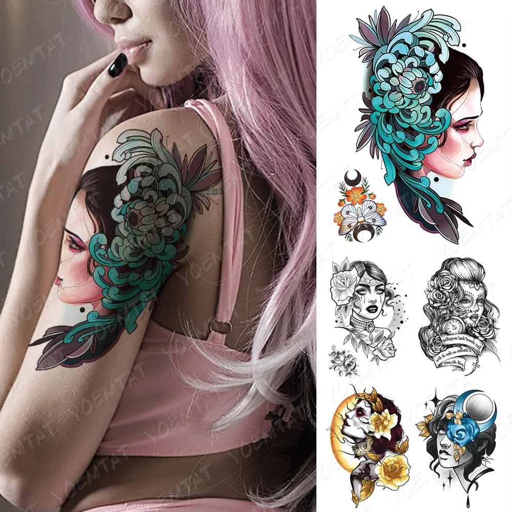 Waterproof Temporary Tatoo Stickers Sexy Beauty Chrysanthemum Peony Rose Moon Body Art Fake Tattoo Men Women Shoulder Tattoos
Waterproof Temporary Tatoo Stickers Sexy Beauty Chrysanthemum Peony Rose Moon Body Art Fake Tattoo Men Women Shoulder Tattoos