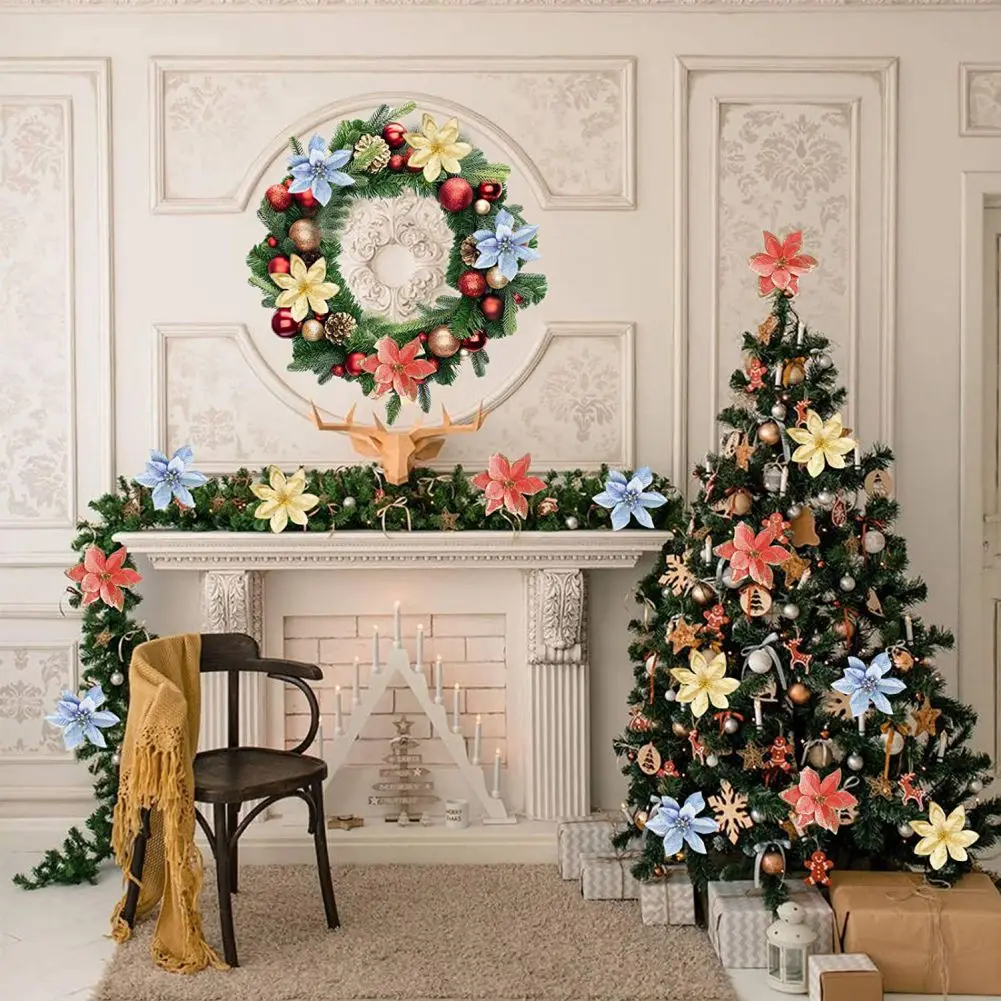 12Pcs Christmas Trees Poinsettia Hanging Flowers XmasTree Simulation Flower Tree Garland Accessories Thanksgiving Day Decor
12Pcs Christmas Trees Poinsettia Hanging Flowers XmasTree Simulation Flower Tree Garland Accessories Thanksgiving Day Decor