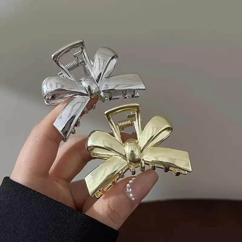 Минималистичная Металлическая Заколка-пряжка с бантом средней длины Женская задней головка акула зажим темпераментный захват головной убор шпилька для волос высокий сенсор головной убор