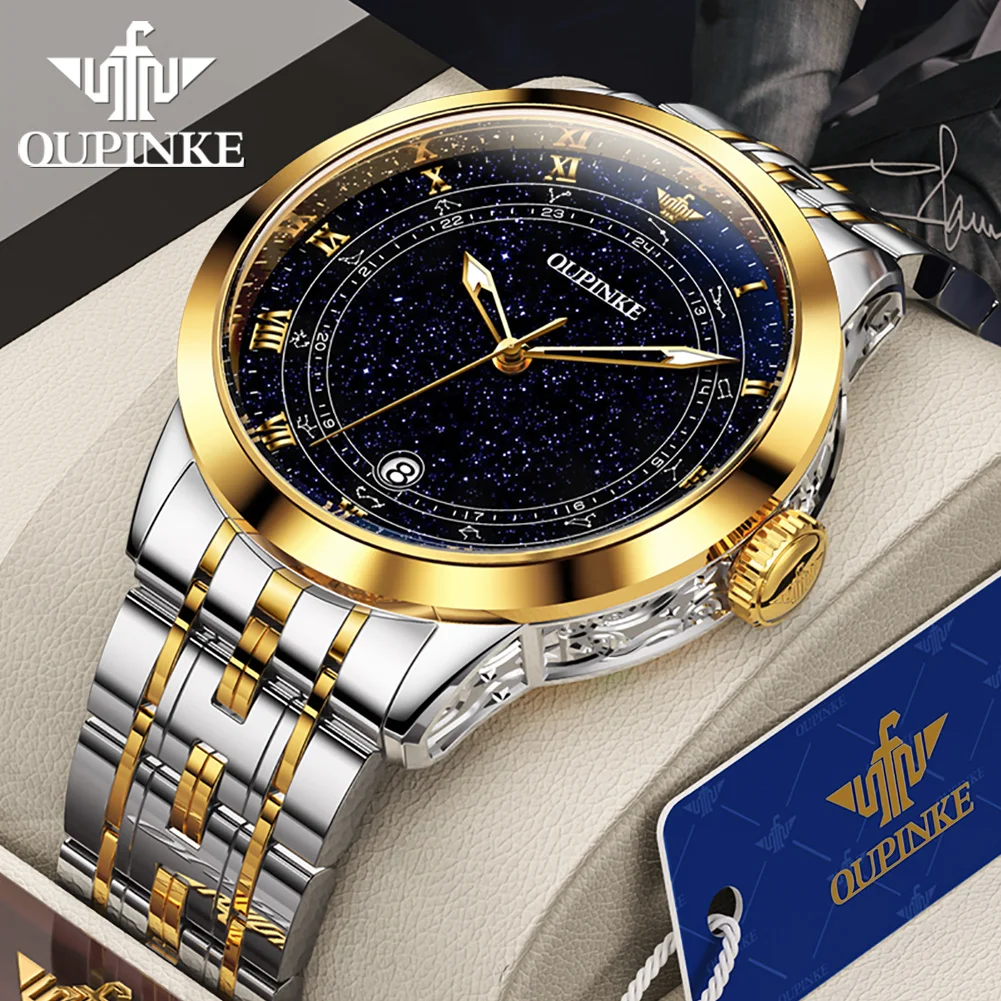 OUPINKE Luxury Business Top Automatic Mechanical Watch for Men Starry Diamonds Dial 5ATM Waterproof Luminous Men's Wrist watch
OUPINKE Luxury Business Top Automatic Mechanical Watch for Men Starry Diamonds Dial 5ATM Waterproof Luminous Men's Wrist watch