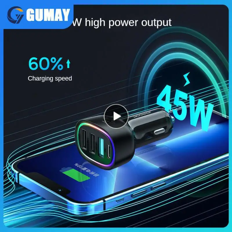 Usb Car Charger Colorful Led Lights 45w Car Phone Charger Portable Multifunctional Car Charger Car Supplies Multi-interface
Usb Car Charger Colorful Led Lights 45w Car Phone Charger Portable Multifunctional Car Charger Car Supplies Multi-interface