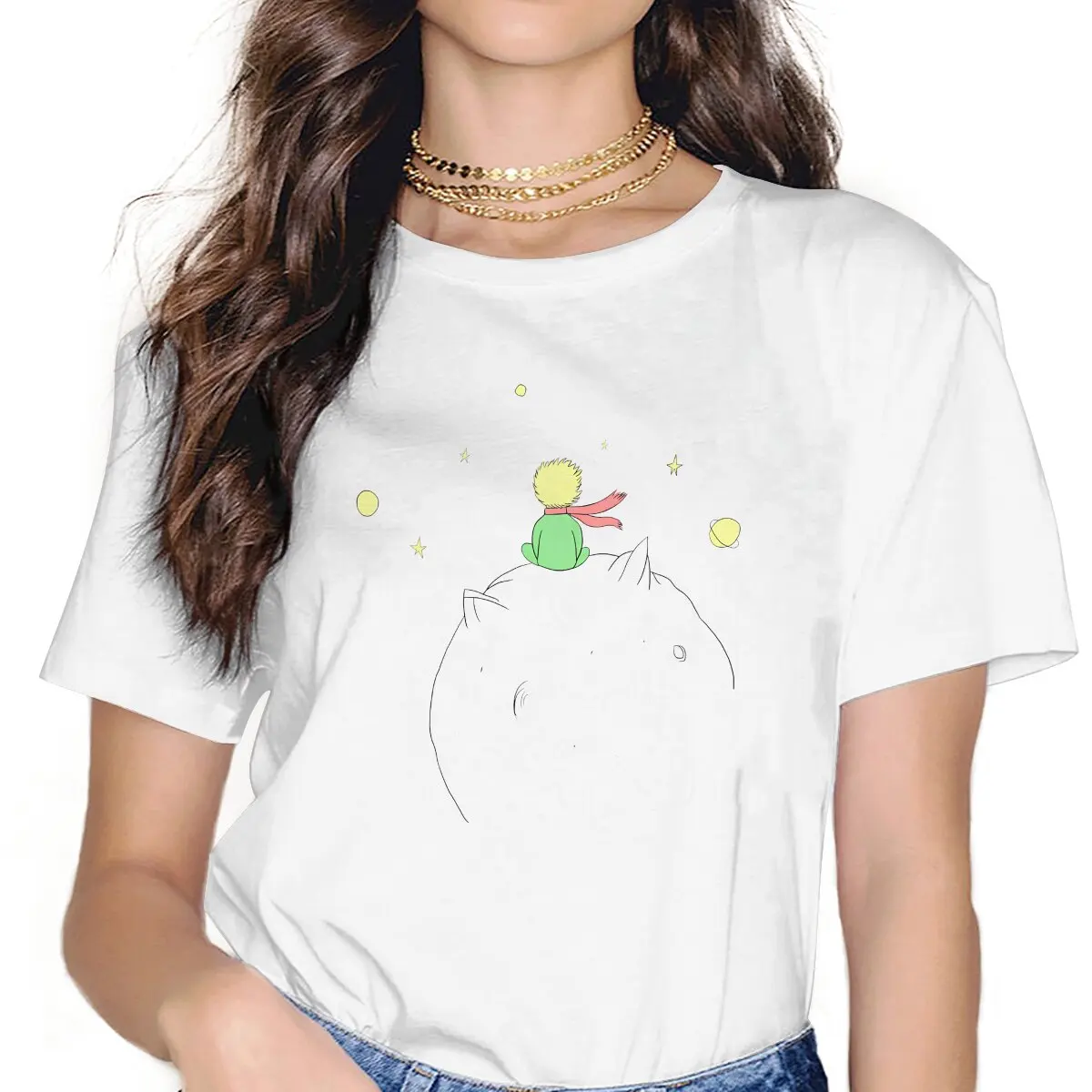 Cute Women's T Shirt Little Prince Fox Cartoon Ladies Tees Kawaii Polyester Tops Graphic Tshirt y2k Fashion
Cute Women's T Shirt Little Prince Fox Cartoon Ladies Tees Kawaii Polyester Tops Graphic Tshirt y2k Fashion
