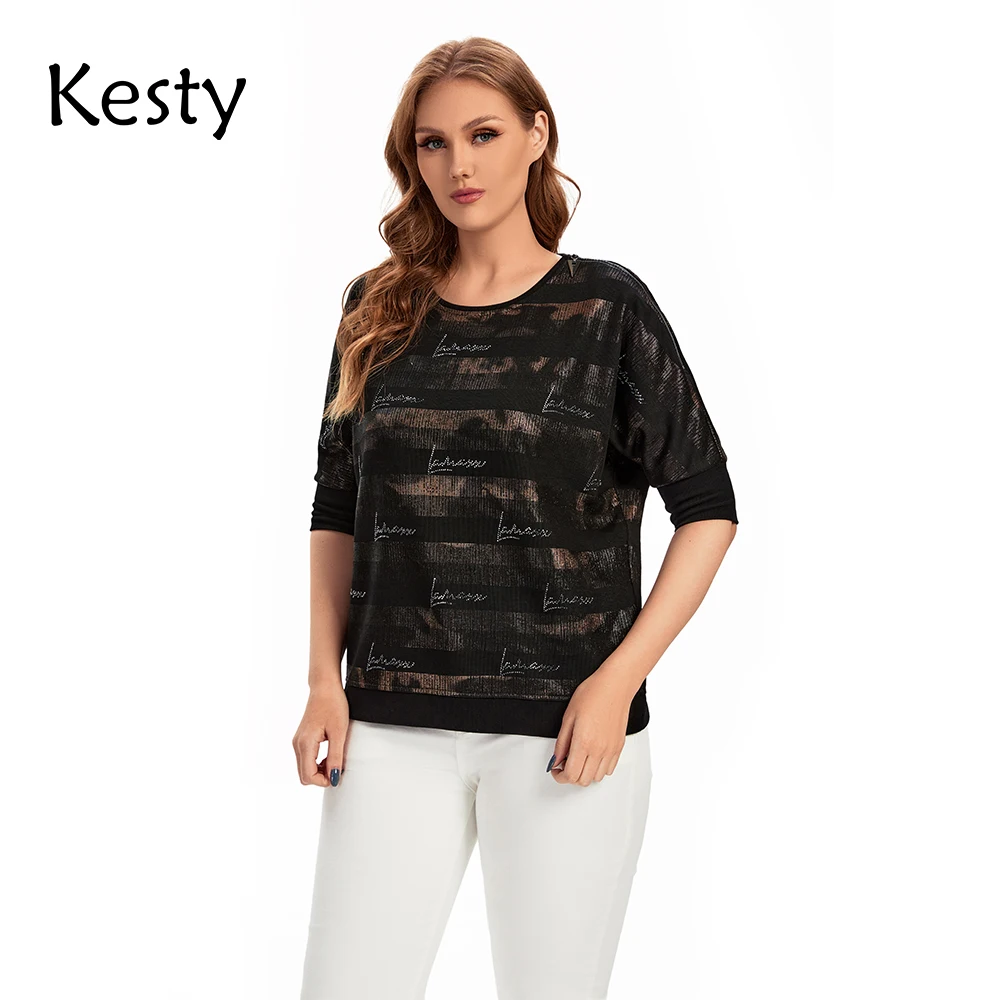 KESTY Women's Plus Size T-Shirt Spring Cotton Short-sleeved Zipper Tape Sequin Top Crew Neck Elastic Loose Top
KESTY Women's Plus Size T-Shirt Spring Cotton Short-sleeved Zipper Tape Sequin Top Crew Neck Elastic Loose Top