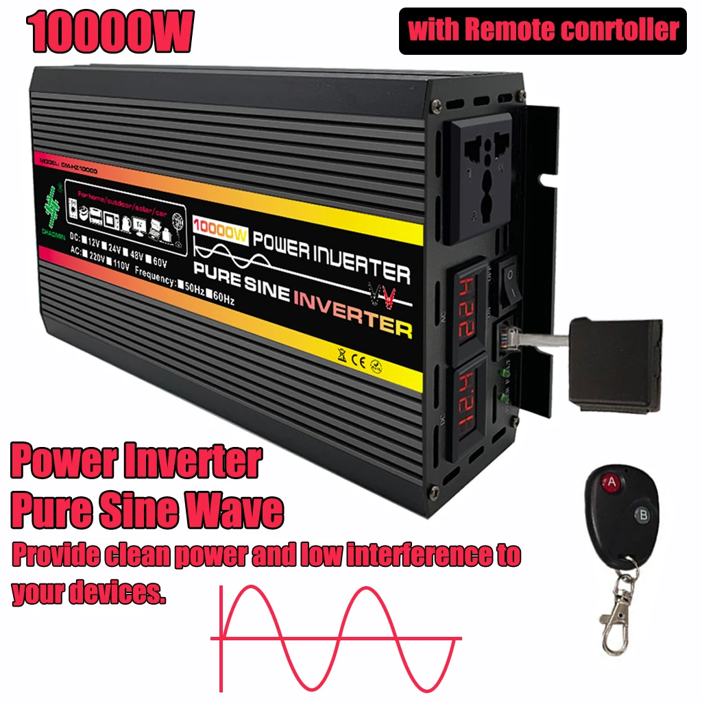 Автомобильный инвертор с 12 В до 220 В, 10000 Вт/Вт, инвертор немодулированного синусоидального сигнала, автомобильный инвертор с дистанционным управлением
Автомобильный инвертор с 12 В до 220 В, 10000 Вт/Вт, инвертор немодулированного синусоидального сигнала, автомобильный инвертор с дистанционным управлением