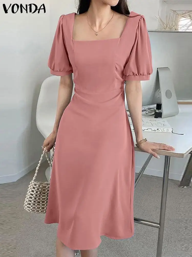 VONDA Women Knee-Length Dress 2023 Summer Elegant Solid Dress Sexy Square Neck Office Style Sundress Fashion Robe Femme
VONDA Women Knee-Length Dress 2023 Summer Elegant Solid Dress Sexy Square Neck Office Style Sundress Fashion Robe Femme