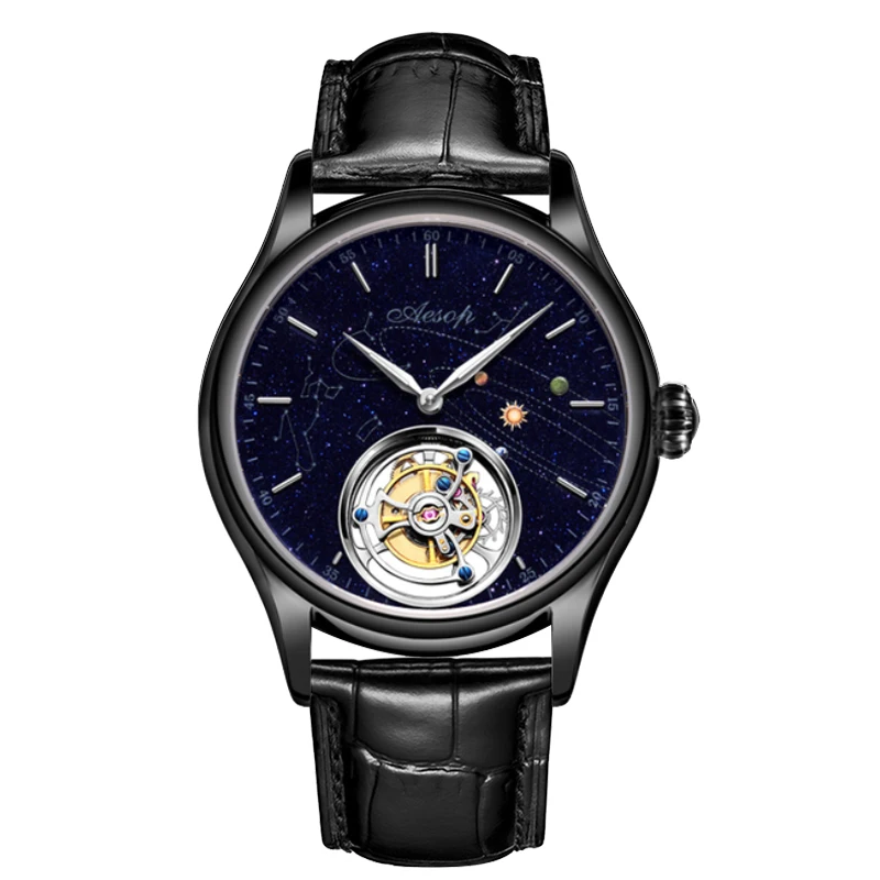 Tourbillon Мужские часы Топ Бренд роскошные часы AESOP 7025 движение сапфир галактика циферблат черный браслет ремни металлический кожаный ремешок
Tourbillon Мужские часы Топ Бренд роскошные часы AESOP 7025 движение сапфир галактика циферблат черный браслет ремни металлический кожаный ремешок