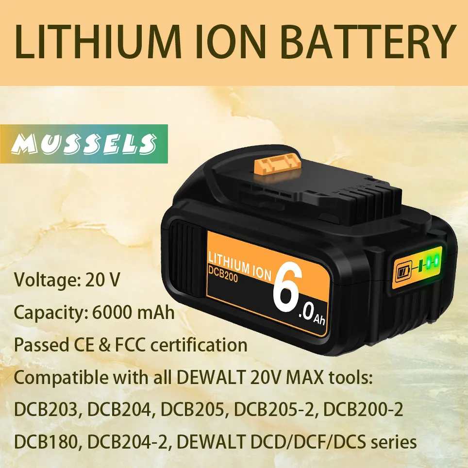 Lithium Ion Battery Replacement for Dewalt 20V Battery DCB205 DCB200 DCB206 DCB206-2 DCB204 DCB204BT-2 DCB203 DCB201
Lithium Ion Battery Replacement for Dewalt 20V Battery DCB205 DCB200 DCB206 DCB206-2 DCB204 DCB204BT-2 DCB203 DCB201