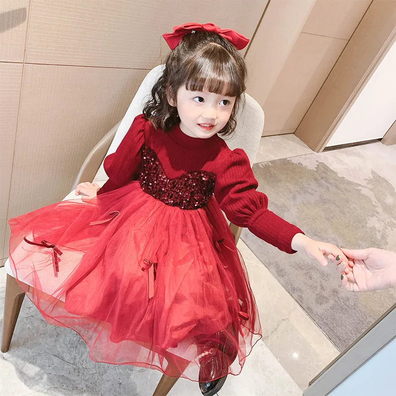 Kids Clothes Long Sleeve Sweater Dress for Toddler Girls 3 To 12 Years Red Sequin Ball Gown Fluffy Mesh Tutu Dress Child Outfits
Kids Clothes Long Sleeve Sweater Dress for Toddler Girls 3 To 12 Years Red Sequin Ball Gown Fluffy Mesh Tutu Dress Child Outfits