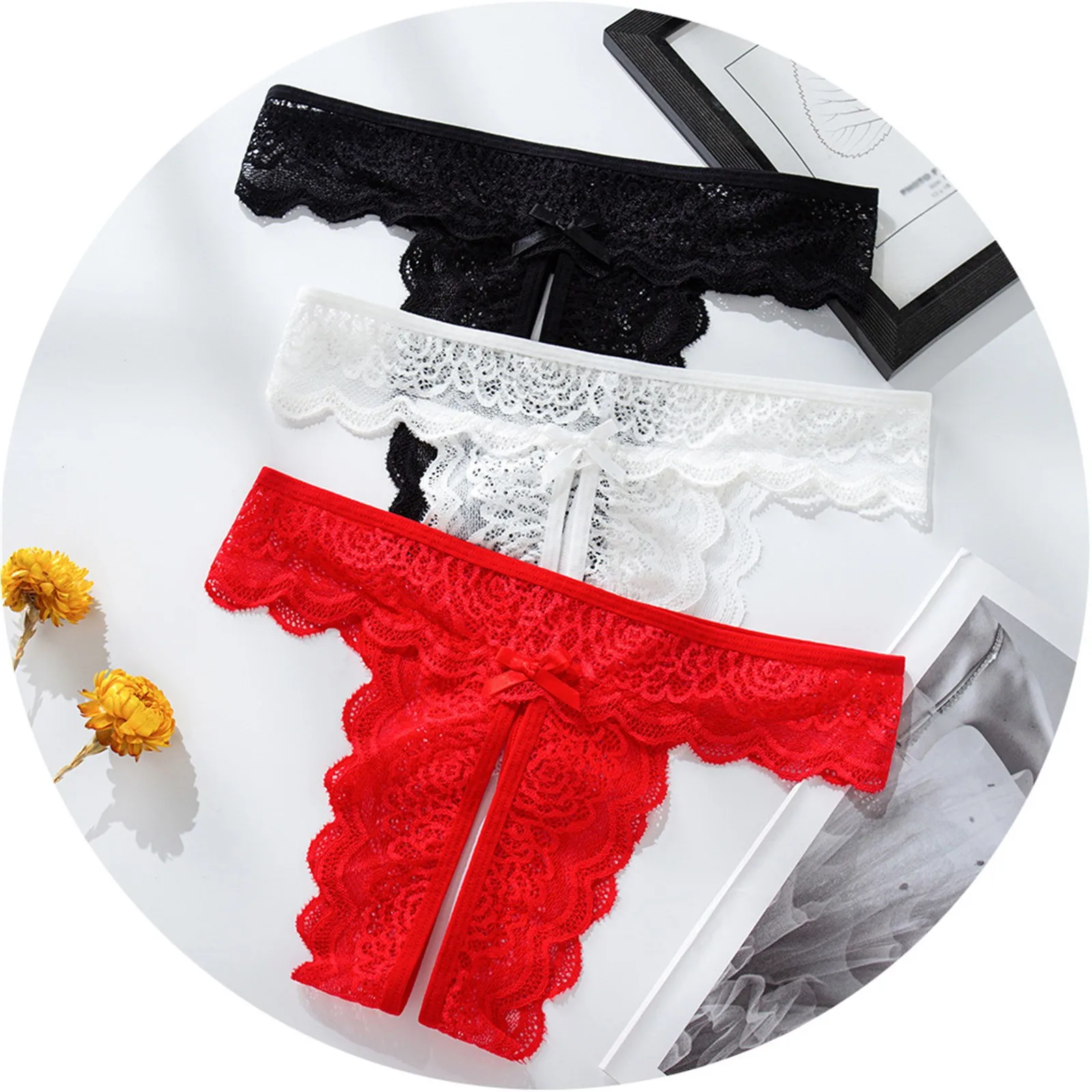 Sexy Open Crotch Lace Thongs Mesh Sheer Panties Women Transparent Seamless Briefs Underwear G-String Sweet Cozy Soft Underpants 
Sexy Open Crotch Lace Thongs Mesh Sheer Panties Women Transparent Seamless Briefs Underwear G-String Sweet Cozy Soft Underpants