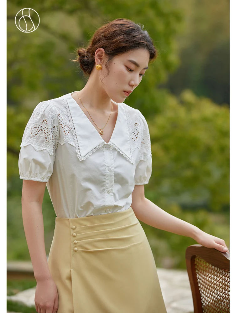 DUSHU French Design Hollow Lace Women Shirts V-neck Short-sleeve Casual Commute Sweet Cotton Female Blouses Tops Summer 2022
DUSHU French Design Hollow Lace Women Shirts V-neck Short-sleeve Casual Commute Sweet Cotton Female Blouses Tops Summer 2022