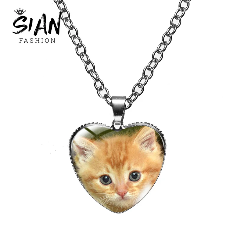 SIAN Cute Pet Cat Heart Pendant Necklace For Women Fashion Metal Glass Face Fine Chain Jewelry Child Gift Accessories Souvenir
SIAN Cute Pet Cat Heart Pendant Necklace For Women Fashion Metal Glass Face Fine Chain Jewelry Child Gift Accessories Souvenir