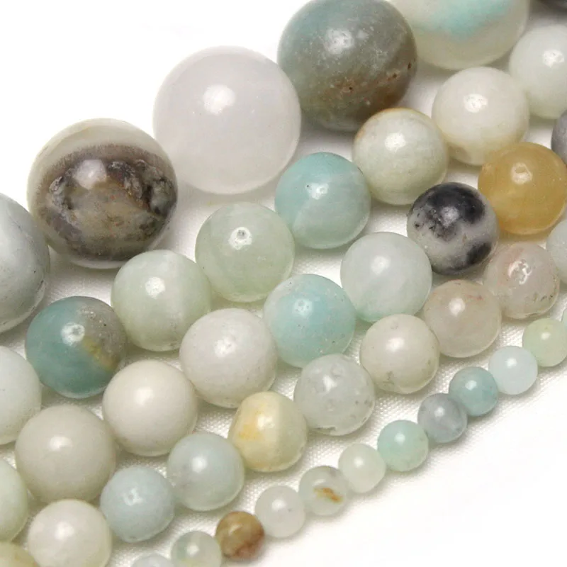 

Natural Multi Amazonite Stone Round Loose Spacer Beads For Jewelry Making 4 6 8 10 12mm Perles Gem Diy Bracelet Necklace 15"