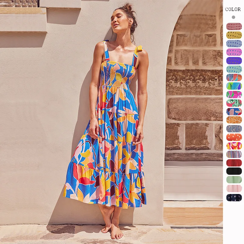 2022 Summer Beach Long Dresses for Women Fashion Floral Print Sleeveless Elegant Bohemian Evening Party Holiday Maxi Gowns
2022 Summer Beach Long Dresses for Women Fashion Floral Print Sleeveless Elegant Bohemian Evening Party Holiday Maxi Gowns