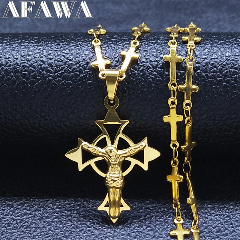 Christian Jesus Stainless Steel Choker Necklace Women/Men Gold Color Cross Chain Necklaces Jewelry chretienne N8065S02
Christian Jesus Stainless Steel Choker Necklace Women/Men Gold Color Cross Chain Necklaces Jewelry chretienne N8065S02