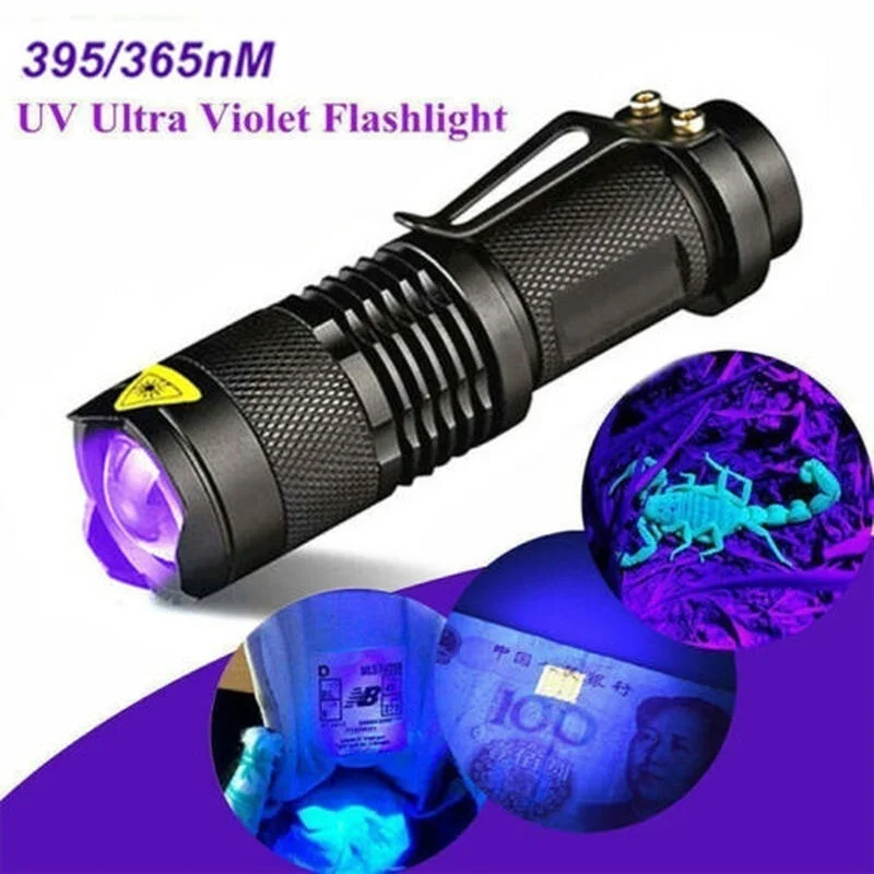 Mini Ultra Violet LED Flashlight Blacklight Light 395/365NM Inspection Lamp Torch Light UV Lamp Zoomable 3 Mode Ultraviolet Lamp
Mini Ultra Violet LED Flashlight Blacklight Light 395/365NM Inspection Lamp Torch Light UV Lamp Zoomable 3 Mode Ultraviolet Lamp