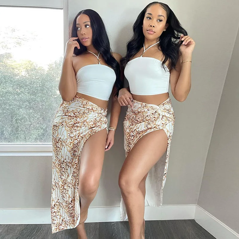 Women Skirt Fashion Chain Print High Waist Side High Slit Sexy Slim Irregular Spring/Summer Fashion Cross Straight Long Skirt
Women Skirt Fashion Chain Print High Waist Side High Slit Sexy Slim Irregular Spring/Summer Fashion Cross Straight Long Skirt