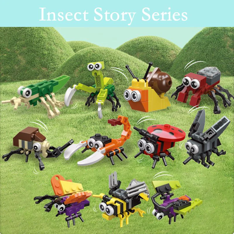 

Insect Building Blocks Toy Mini Butterfly Honeybee Dragonfly Spider Scorpion Ladybug Snail Bricks Toys Gift