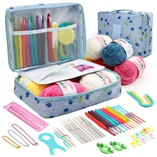 53Pcs Beginner Crochet Hook Kits with Wool Crochet Hooks Needles DIY Sewing Accessories Storage Bag for Sewing Weave Tool