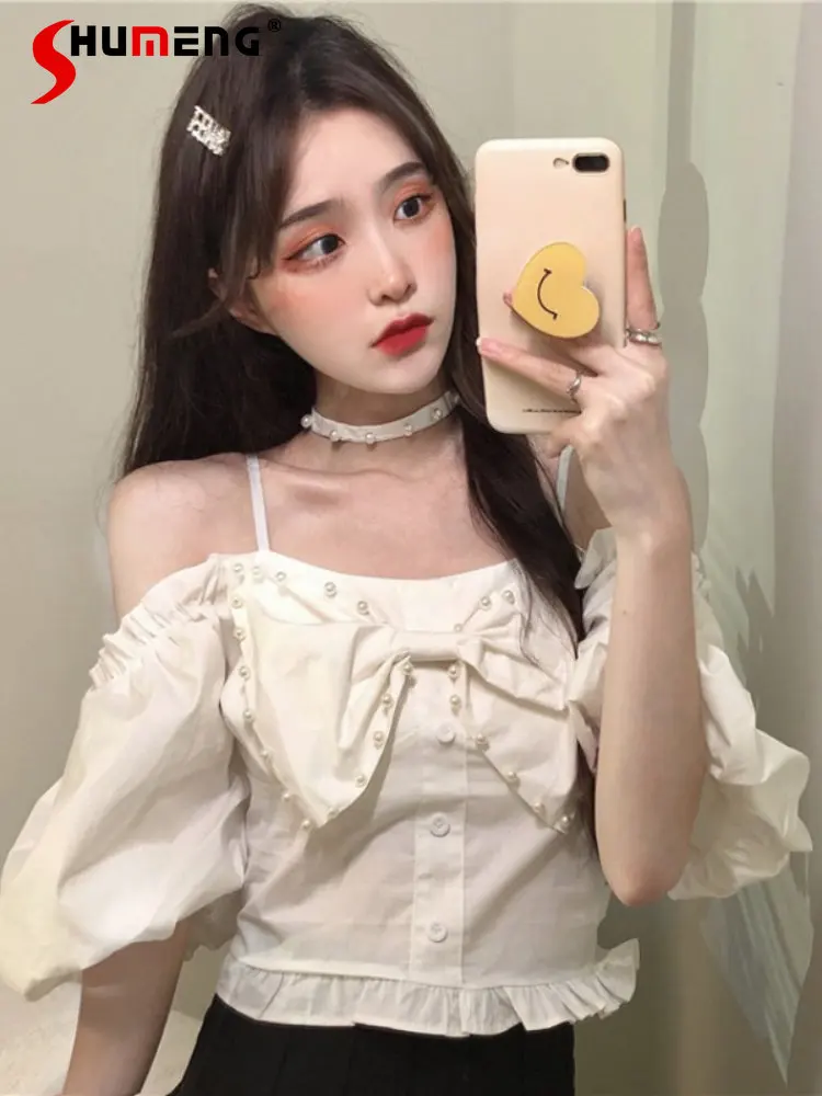 2023 Summer New Women's T Shirt Ins Hot Girl Blouses Sweet Slash Neck Off-Shoulder Short Puff Sleeve Pullover Tee Top for Women
2023 Summer New Women's T Shirt Ins Hot Girl Blouses Sweet Slash Neck Off-Shoulder Short Puff Sleeve Pullover Tee Top for Women